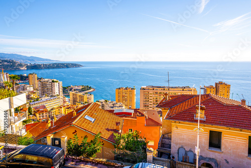 Panoramic view of Canton de Beausoleil and Monaco.Cote d'Azur of French Riviera. France. High quality photo
