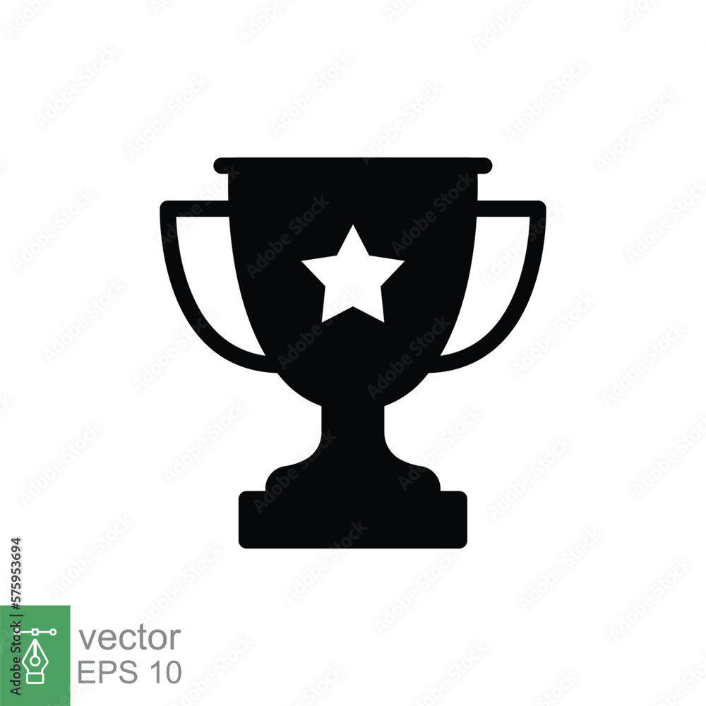 Trophy glyph icon. Simple solid style for app and web design element. Winner, award, cup, champ, contest, prize, won concept. Vector illustration isolated on white background. EPS 10. Trophy glyph icon. Simple solid style for app and web design element. Winner, award, cup, champ, contest, prize, won concept. Vector illustration isolated on white background. EPS 10.