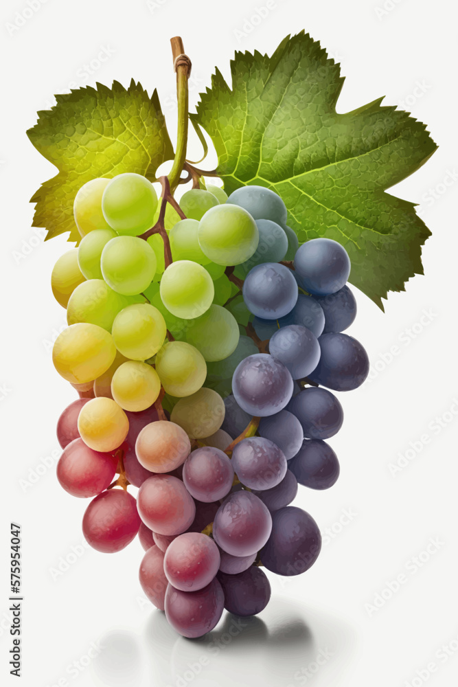 Obraz premium A bunch of grapes photoreal illustration on white background can easily be isolated vector