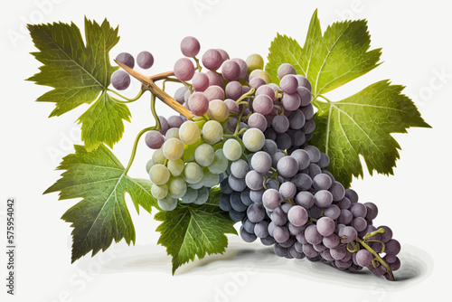 A bunch of grapes photoreal illustration on white background can easily be isolated vector