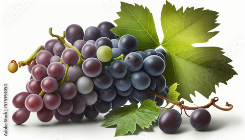 A bunch of grapes photoreal illustration on white background can easily be isolated vector