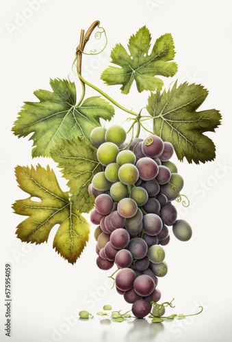 A bunch of grapes photoreal illustration on white background can easily be isolated vector