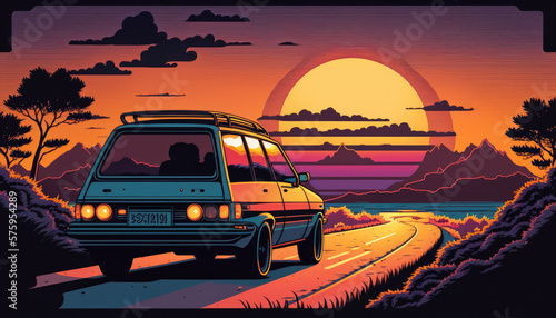 Summer Vibes 80s Style Illustration