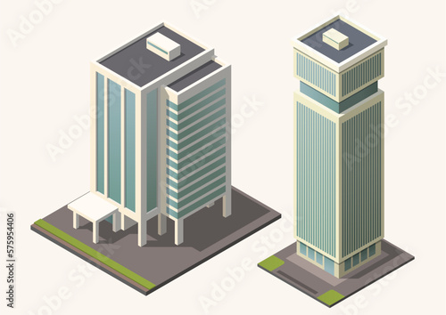 isometric apartment buildings office and houses