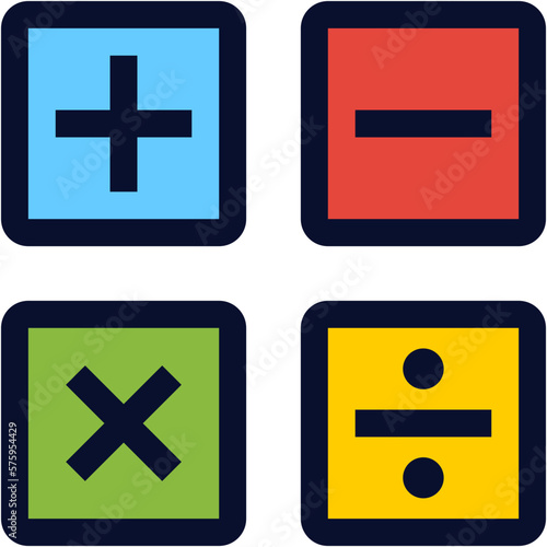 Basic Mathematics Signs Color Icon