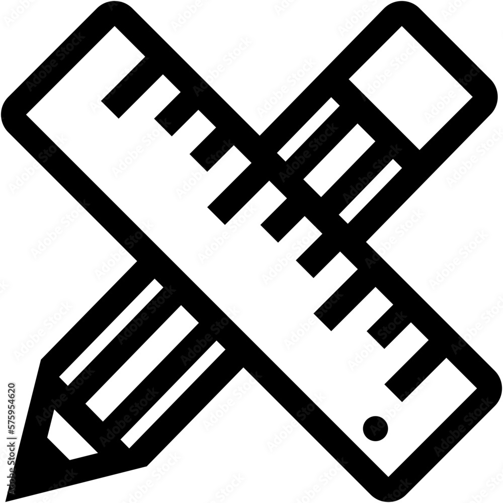 Ruler and Pencil Line Icon Ruler and Pencil Line Icon