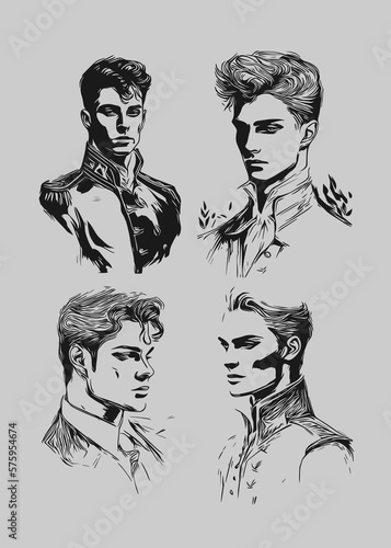Young handsome Prince Sketch anime vector
