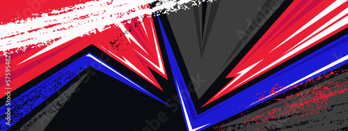 Abstract red grey and blue geometric in sports style design.