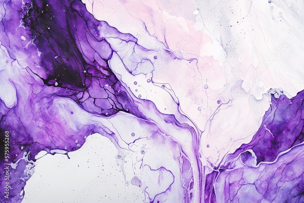 Abstract purple watercolor marble background. Generative AI