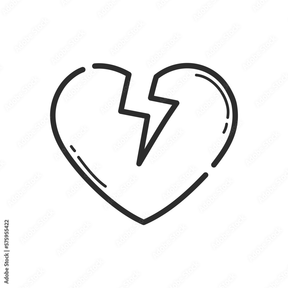 Broken heart icon. Hand drawing design style. Vector. Broken heart icon. Hand drawing design style. Vector.
