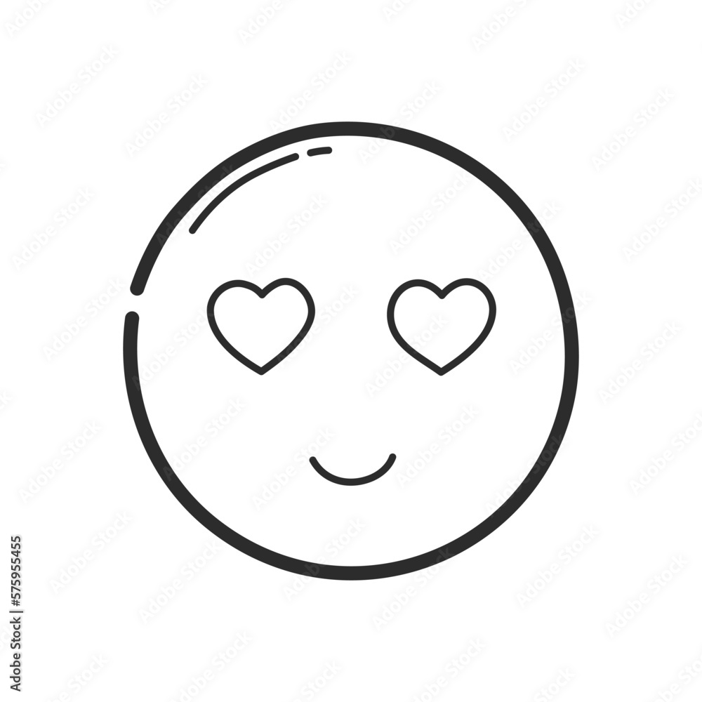 Smiley in love icon. Hand drawing design style. Vector. Smiley in love icon. Hand drawing design style. Vector.