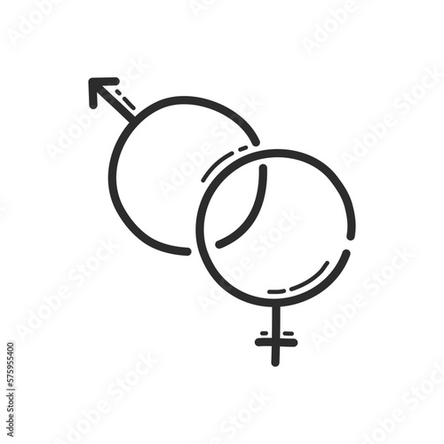 Gender signs. Hand drawing design style. Vector.