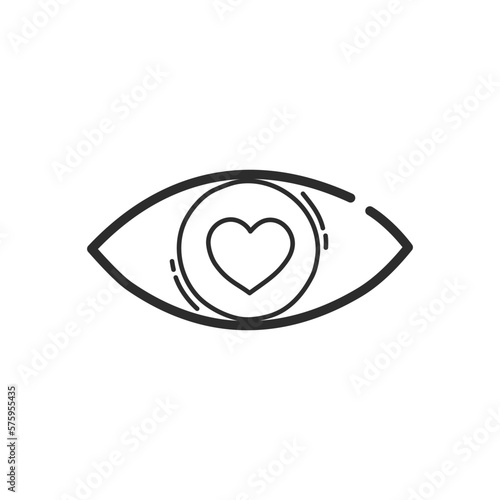 Heart and eye icon. Hand drawing design style. Vector.