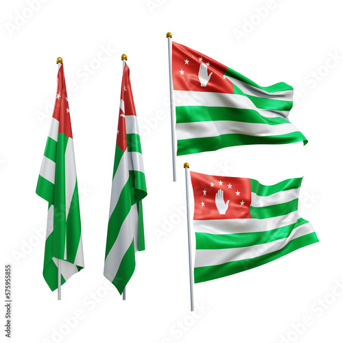 Tableau sur toile 3d rendering south caucasus Abkhazia flag fluttering and no fluttering