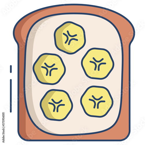 Banana peanut butter toast icon