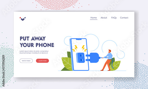 Принти на полотні Put Away your Phone Landing Page Template