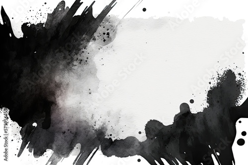 Abstract black watercolor paint background. Generative AI