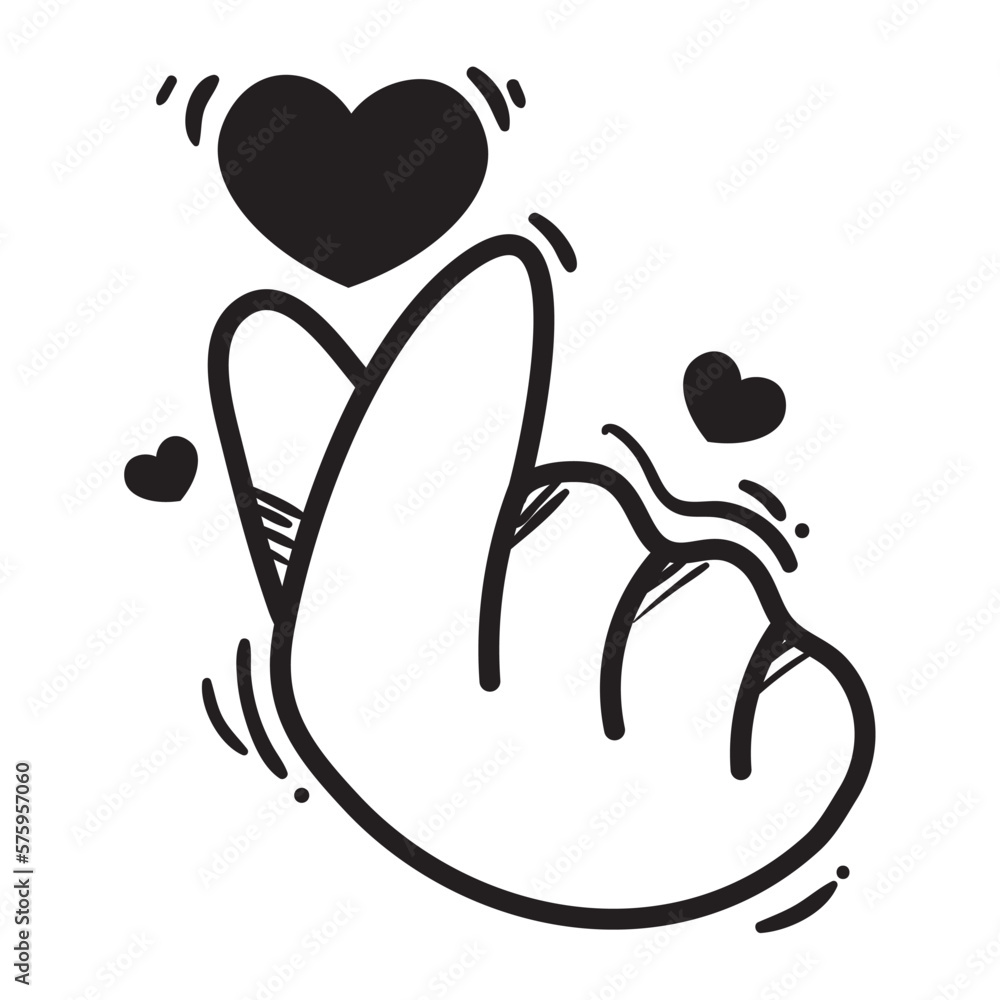 hand heart love doodle hand heart love doodle