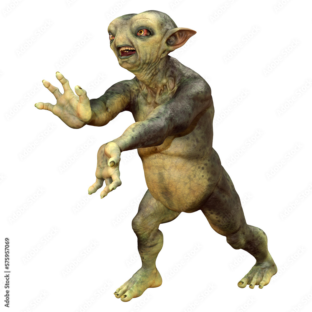 3D Rendering Green Alien on White 3D Rendering Green Alien on White