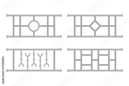 Set of railings stainless steel, wrought iron fence.