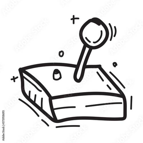 doodle joystick icon outline vector