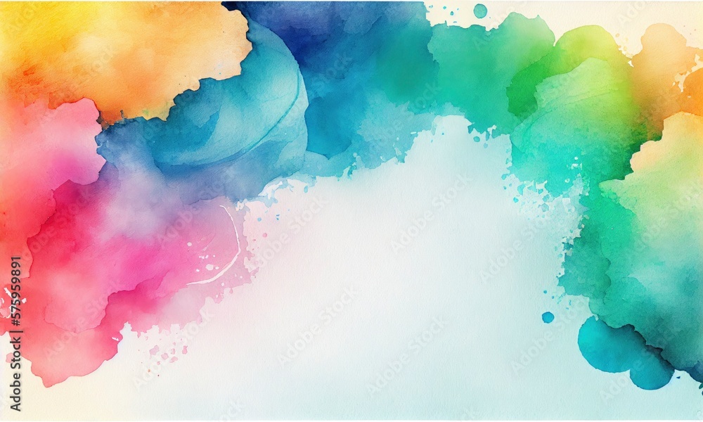 colorful watercolor background, watercolor paint with copy space, Generative AI