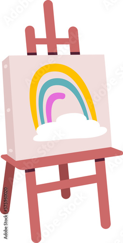 Cute picture on easel flat icon Art therapy