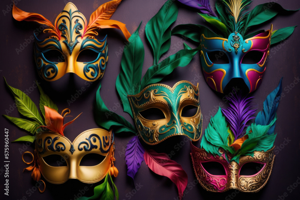Carnival mask background. Mardi gras party celebration. Generative ai Carnival mask background. Mardi gras party celebration. Generative ai