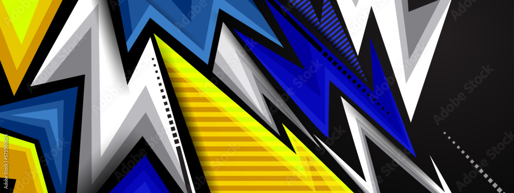 Sports abstract geometric shapes style. Geometric yellow and blue pattern vector illustration