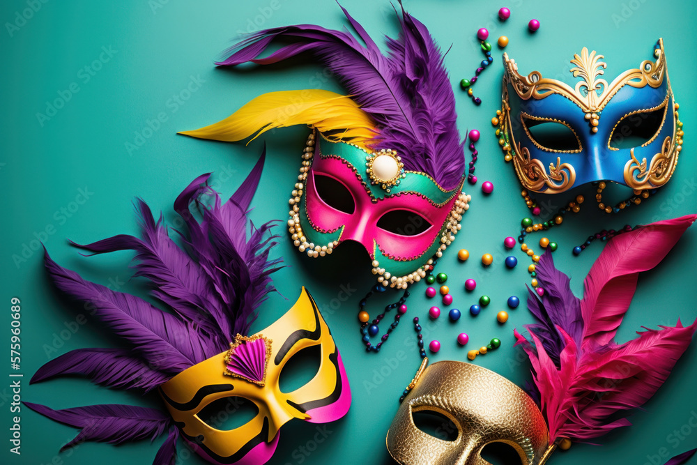 Carnival mask background. Mardi gras party celebration. Generative ai Stock  Illustration