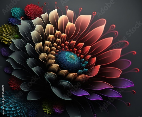 Colorful flower for canvas print interior wall decor. Bright background, close-up. AI generated
