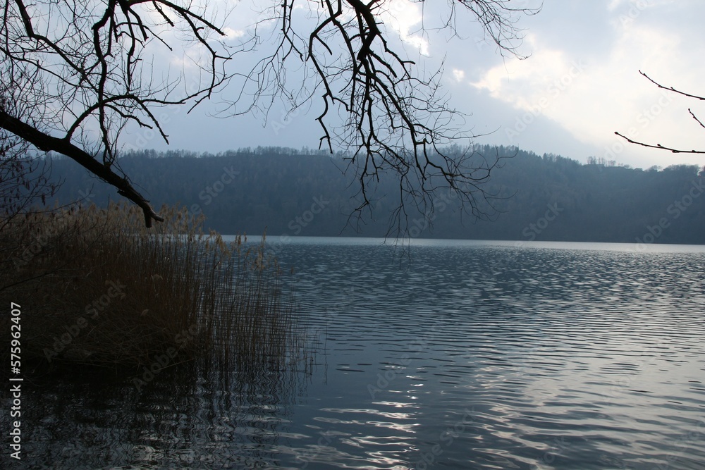 Italy, Trentino Alto Adige: Foreshortening of Levico Lake.