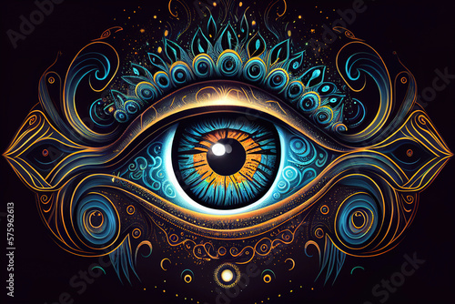 Third eye and cosmic connection illustration, exploring spiritual themes photo