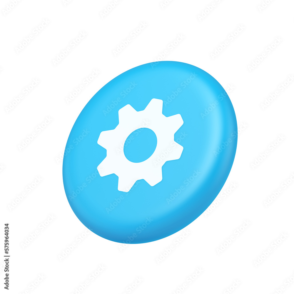 Cog gear button web technology setting repair business interface 3d isometric realistic icon Cog gear button web technology setting repair business interface 3d isometric realistic icon