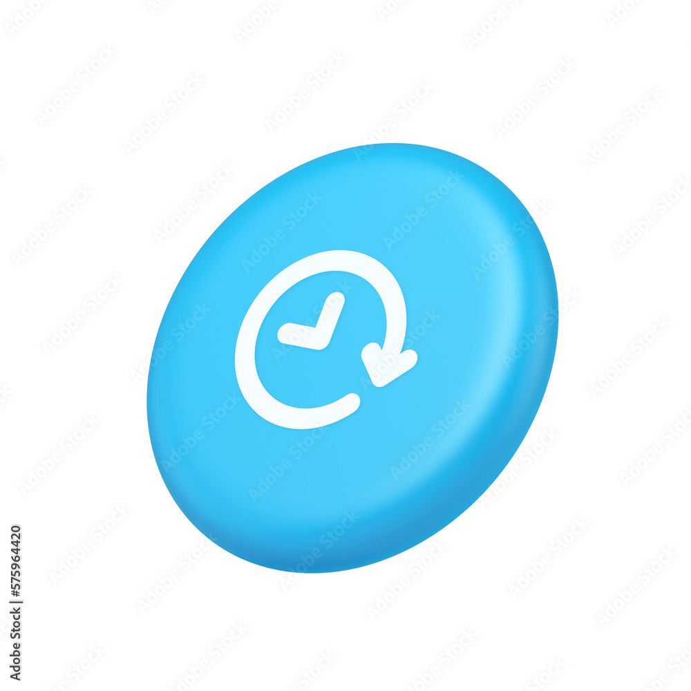 Clock in circle arrow button time countdown deadline chronometer 3d isometric realistic icon Clock in circle arrow button time countdown deadline chronometer 3d isometric realistic icon