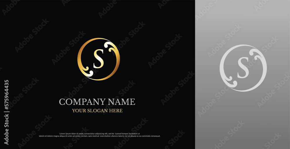 Naklejka premium Letter S Logo With Luxury Ornament