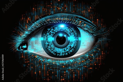 futuristic blue eye cuber technology concept