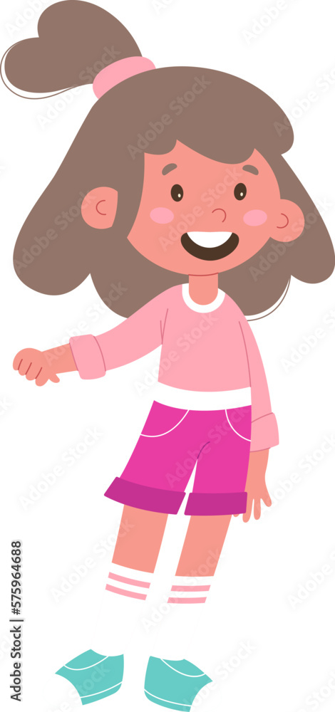 Cute cartoon happy girl flat icon Easter celebration Cute cartoon happy girl flat icon Easter celebration