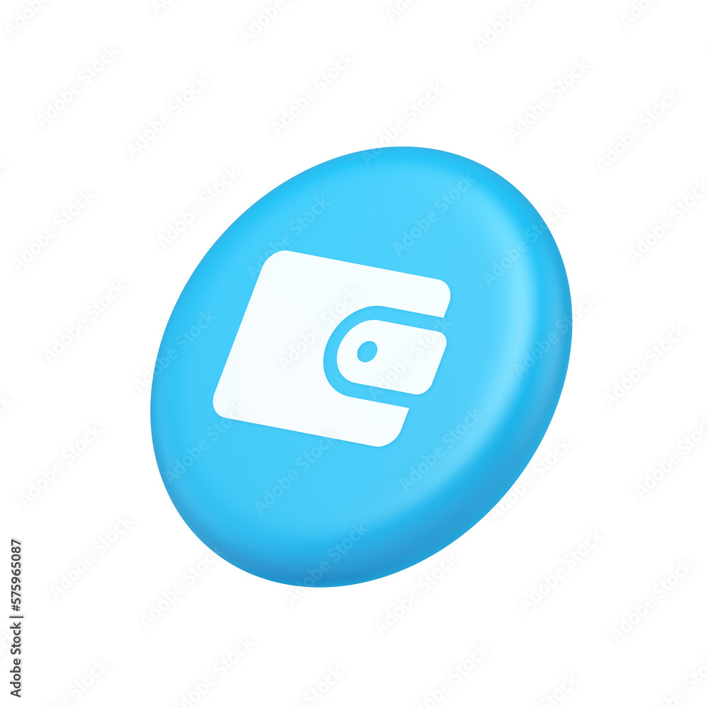 Wallet banking cash money button budget accounting financial business shopping 3d side view icon Wallet banking cash money button budget accounting financial business shopping 3d side view icon