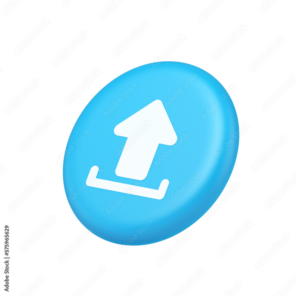 Upload up arrow button document multimedia file exchange cyberspace storage 3d side view icon Upload up arrow button document multimedia file exchange cyberspace storage 3d side view icon