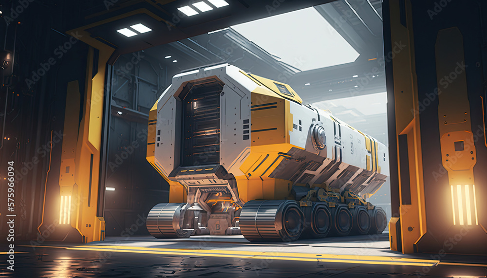Mining Truck for space. Drilling project on the Moon. Space Mining Industry