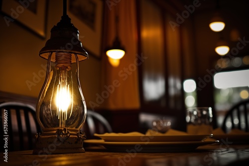 a restaurant's electric lamp