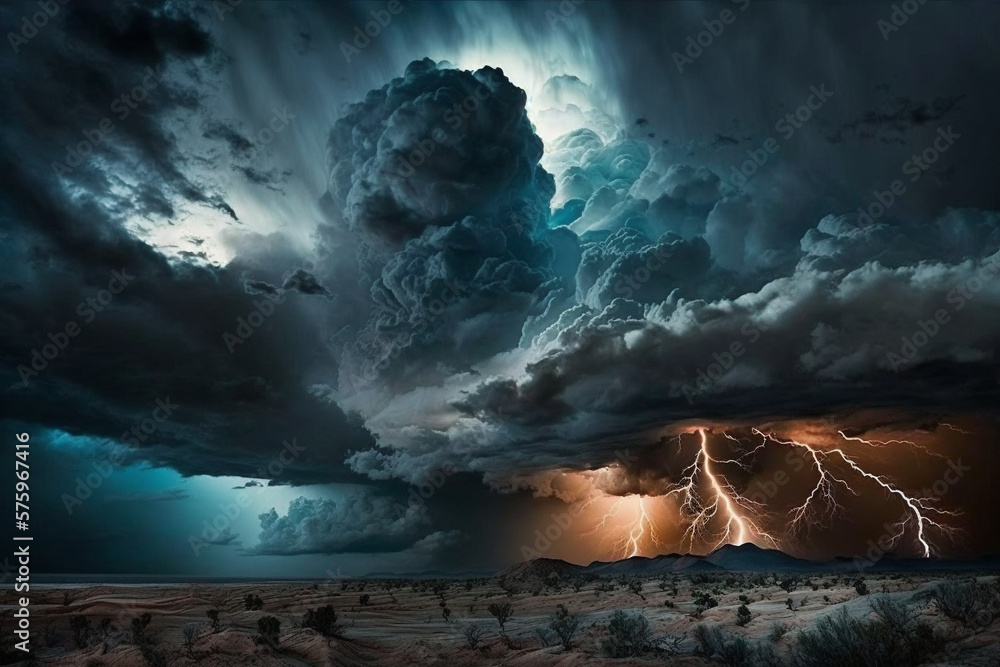 Stormy weather with dark scary clouds. Dramatic nature preparing for ...