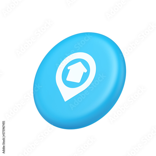Urban building location find button house map pin web application 3d isometric realistic icon