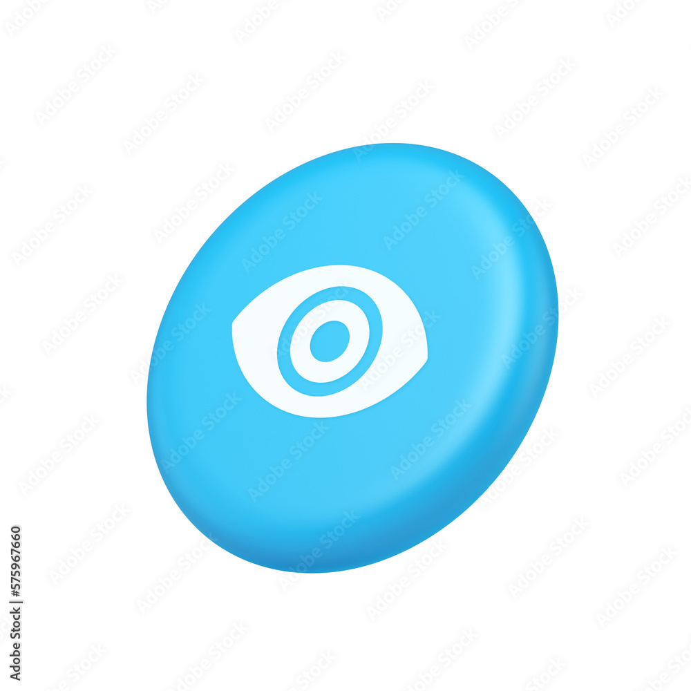 Eye button visibility searching optical lens web application 3d isometric realistic icon Eye button visibility searching optical lens web application 3d isometric realistic icon