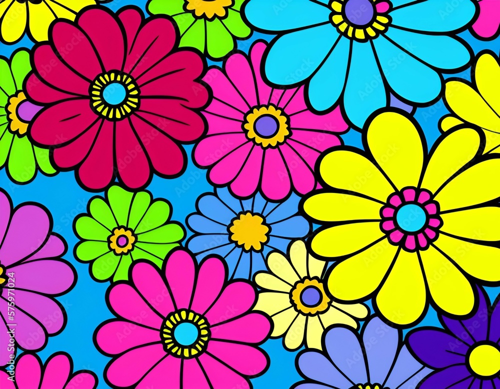 Seamless pattern with flowers, Generative AI