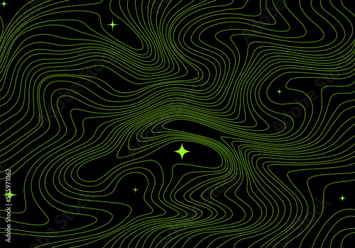 Abstract Futuristic Galaxy Background. Vector Seamless Pattern. Dark Modern Y2k Illustration with Sparkle Stars and Lines