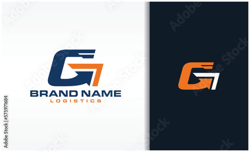 Letter g and arrow logistics company vector logo