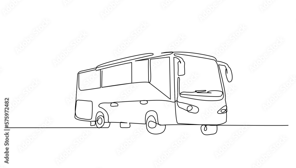 Continuous line art or One Line drawing bus for vector illustration, public transportation. bus traveling concept. graphic design modern continuous line drawing Continuous line art or One Line drawing bus for vector illustration, public transportation. bus traveling concept. graphic design modern continuous line drawing