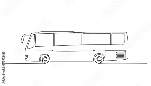 Continuous line art or One Line drawing bus for vector illustration, public transportation. bus traveling concept. graphic design modern continuous line drawing